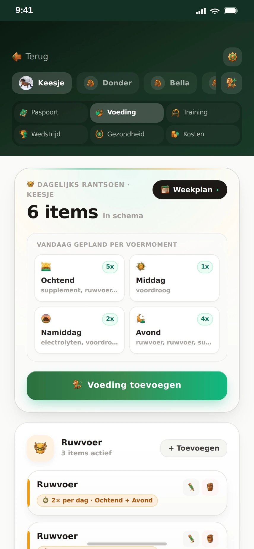 Groomify App — Voeding & Weekplan