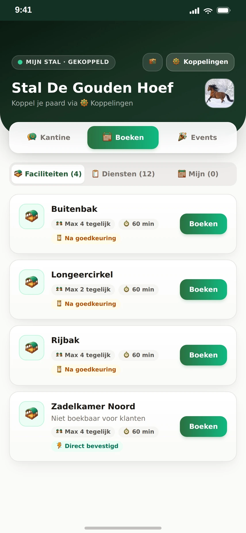 Groomify App — Mijn Stal & Kantine